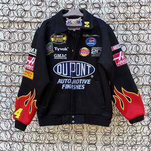 Vintage Jeff Hamilton Mens Large Jeff Gordon DuPont Mesh Flames NASCAR Jacket